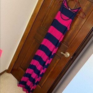 Old Navy Pink and Blue Striped Maxi Dress